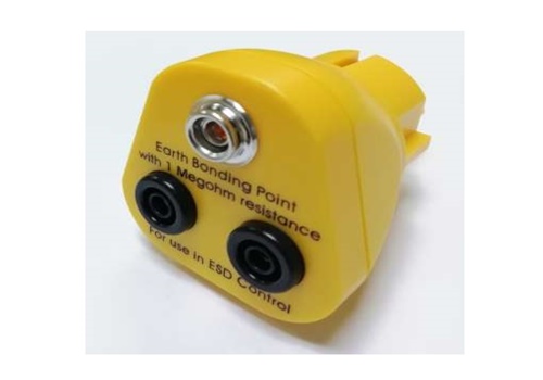 จุดเสียบกราวด์กันไฟฟ้าสถิต จุกเสียบกราวด์ สายกราวด์กันไฟฟ้าสถิต Yellow earth eu plug 2x banana black bsc